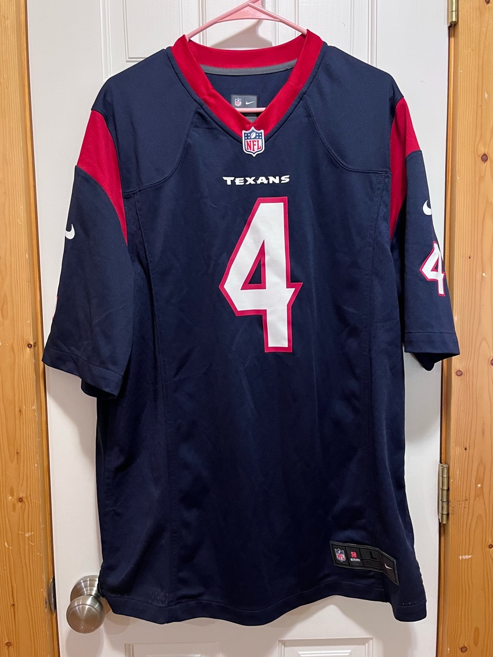NFL Navy and Red Houston Texans On-Field Jersey by Nike #4 Watson